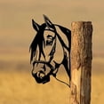 thumbnail image 6 of Metal Horse Wall Art with Rustic Patina Finish for Outdoor Garden and Patio Decor, Weather Resistant Farmhouse Animal Silhouette Sculpture for Fence and Exterior Wall, 6 of 6