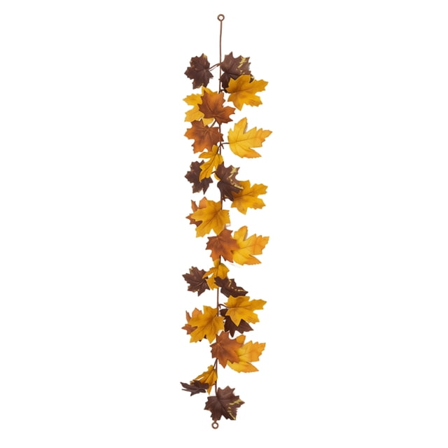 Maple Leaf Autumn Garland, Halloween Garland Fall Leaf Garland, 39.3 Inch Artificial Hanging Leaves For Mantle Table Decorations For Home Front Door Outdoor Indoor Thanksgiving Fall Autumn Decor