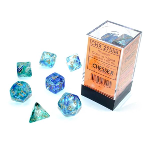 Chessex Fabrication Cube dés Nébuleuse Luminaire, Or Océanique - Ensemble de 7
