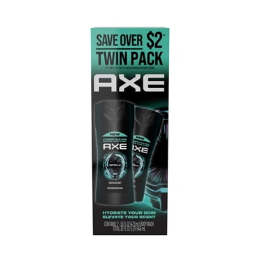 AXE Body Wash for Long Lasting Freshness Apollo Sage & Cedarwood Men's Body Wash with Odor-Busting Prebiotics, 16 Fl oz Twin Pack
