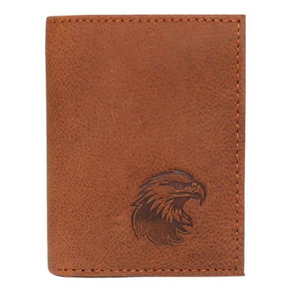 MARSHAL Mens Western Trifold Leather Wallet Genuine Cowhide RFID Blocking Wallet with Debossed American Eagle Design Slim Patriotic Wallet