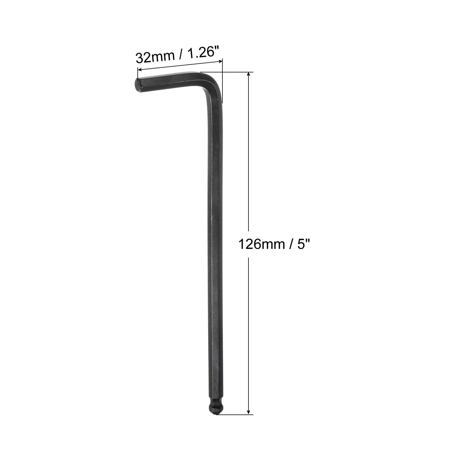 Unique Bargains Ball End Hex Key Wrench L Shaped Long Arm CR-V Black 3/16"