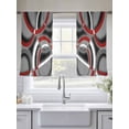 thumbnail image 6 of Grey Geometric Semi Sheer Curtains 45 Inch Length 2 Panels Set, Modern Abstract Black White Red Striped Sheer Kitchen Curtain Privacy Voile Window Curtain for Living Room Bedroom Rod Pocket Drapes, 6 of 7