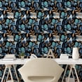 thumbnail image 3 of Ambesonne Botanical Peel & Stick Wallpaper for Home, Art Abstract Leaves Print, 13"x36", Dark Turquoise and Caramel, 3 of 6