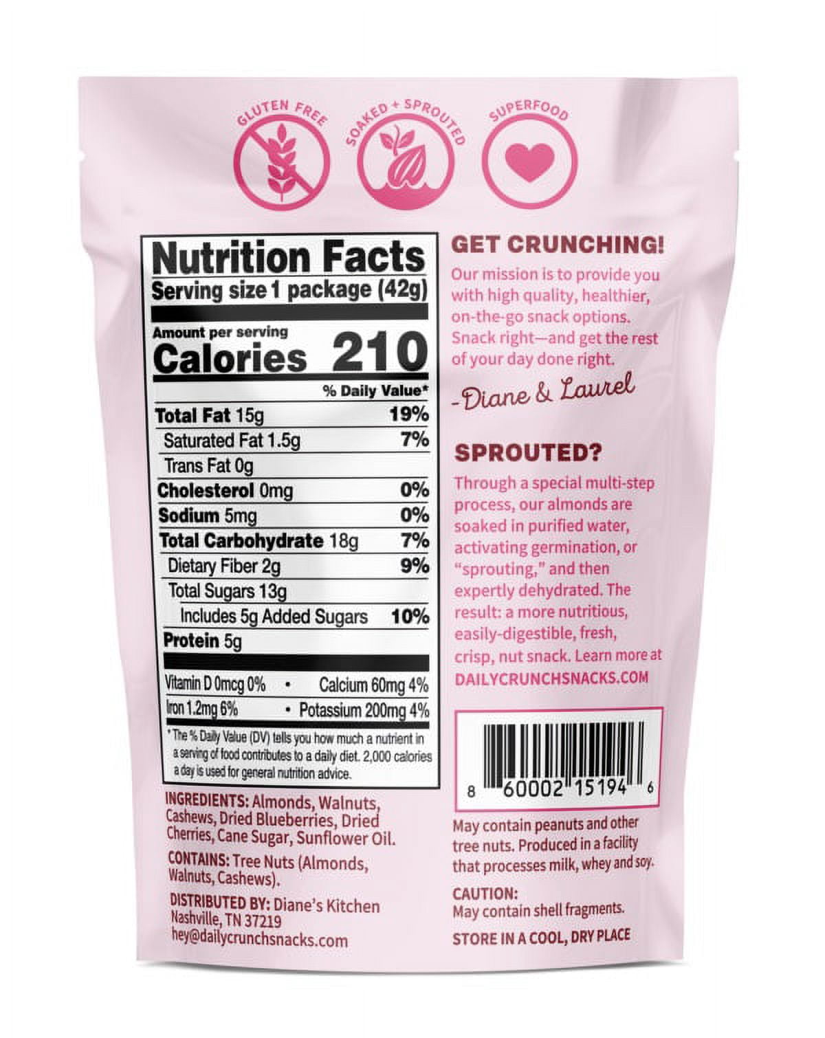 Daily Crunch - Sprouted Nut Medley Cherry Berry, 1.5oz | Pack of 8