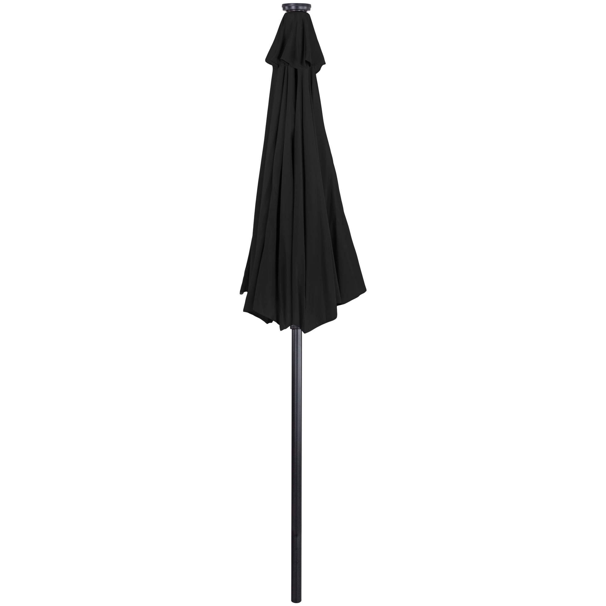 Northlight 9ft Solar Lighted Outdoor Patio Market Umbrella with Hand Crank and Tilt, Black