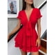 thumbnail image 3 of Vestido PRETTYGARDEN 2025 Rojo con Cuello en V y Manga Corta Talla M, 3 of 5