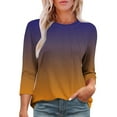 thumbnail image 2 of Hot days, bold styles Olyvenn Womens 3/4 Length Sleeve Tops Cute Gradient Printed Graphic Tees Casual Plus Size Summer Shirts Loose Dressy Blouse Orange S, 2 of 5