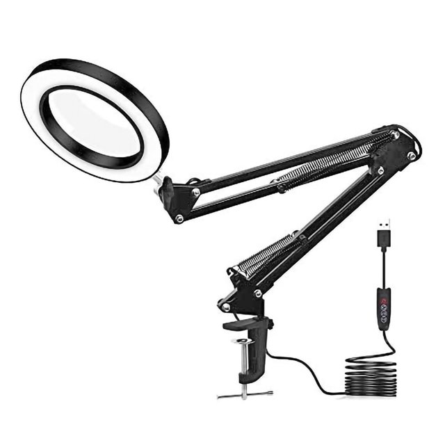 USB LED 8x lupa lámpara de mesa abrazadera Universal luz reparación tatuaje cuidado de la piel herramienta de belleza JShteea