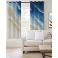 thumbnail image 2 of Navy Blue Ombre Ocean Blackout Curtains for Bedroom Living Room Darkening Curtains 96 Inches Long Watercolor Coastal Beach Waves Window Curtain 2 Panels Set Window Treatment Grommet Drapes 52"x96", 2 of 9
