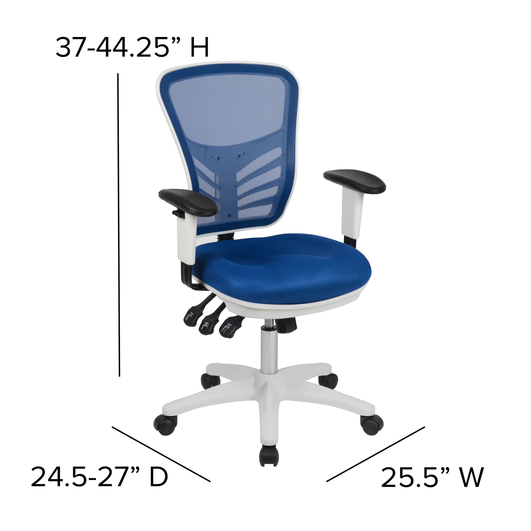 Emma + Oliver Mid-Back Blue Mesh/White FrameMultifunction Ergonomic Office Chair with Arms