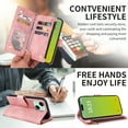 thumbnail image 2 of Wallet Case Compatible with iPhone 15, Premium PU Leather Zipper Flip Folio Wallet Magnetic Snap with Detachable Wrist Strap & Shoulder Strap Built-in Kickstand Protective Case - Pink, 2 of 6