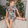 thumbnail image 4 of Lsque Patchwork In Country Style Pattern Girls' Sleeve Top and Shorts Snug Fit Cotton 2 Piece Lightweight Pajama Sets-3X-Large, 4 of 6