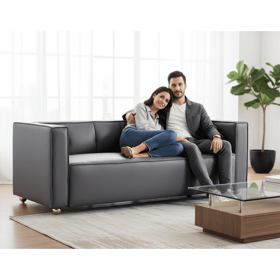 Polyester Sofa With Tufted Low Back Design, Elegant 3 Seater Couch For Coastal And Modern Farmhouse Living Rooms, 87 Inch Wide, Easy Assembly