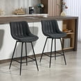 thumbnail image 2 of HOMCOM 27" Bar Stools Set of 2, PU Leather Counter Height Barstools, Black, 2 of 10