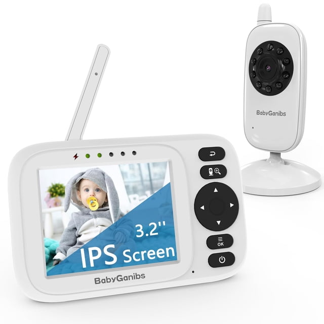 Monitor de bebé con cámara y audio, monitor de bebé portátil IPS de 3,2 pulgadas sin WiFi con 1000 pies de largo alcance, monitor de bebé con vídeo remoto de giro e inclinación, visión nocturna por in