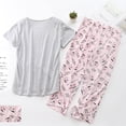 thumbnail image 2 of Defitshape Women's Capri Pajama Set Cotton Sleepwear Short Sleeve Pjs Soft Comfy Pants Two Piece Loungewear Lightweight Pink Cup Large, 2 of 5