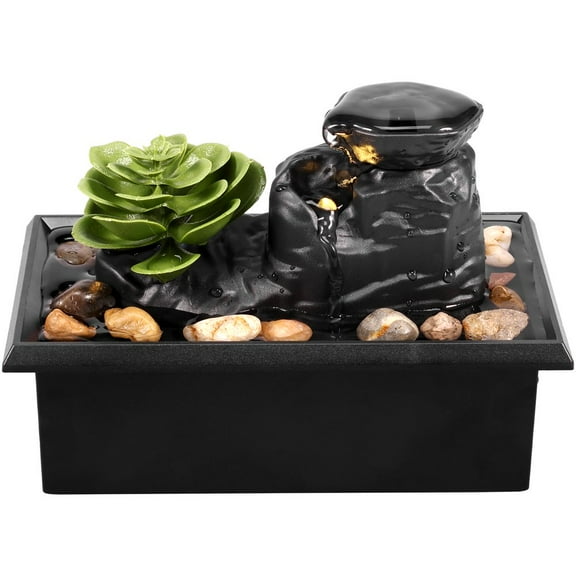 SDOTXA Tabletop Fountain with Light Battery/USB Operated Mini Indoor Water Fountain Feature Zen Meditation Fountain Decor for Table Office Home