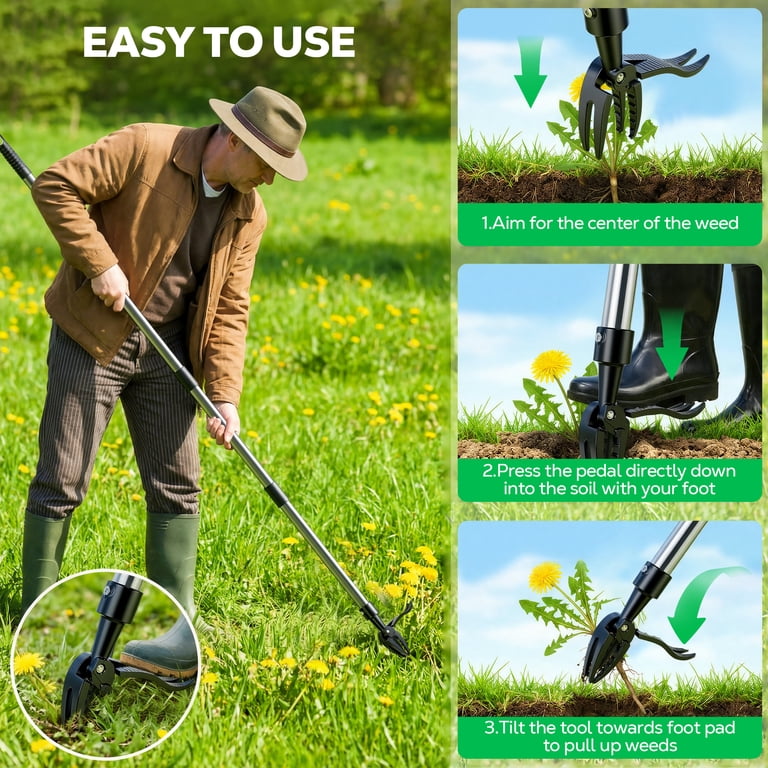 Ohhani Adjustable Weed Puller, 4-Section Handle, Detachable Head photo 6