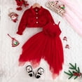 thumbnail image 2 of Splozh Robes de Noël pour Filles Ensemble de Robes de Noël pour Filles Robe en Tulle avec Nœud Manteau Flocon de Neige à Manches Longues Ensemble Deux Pièces Rouge, 4-5 Ans, 2 of 6