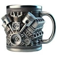 thumbnail image 2 of 3X de Café de Acero Inoxidable con Motor V8, de Café con Asa Aislante para Amantes de los Coches., 2 of 5