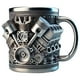 thumbnail image 2 of 3X de Café de Acero Inoxidable con Motor V8, de Café con Asa Aislante para Amantes de los Coches., 2 of 5