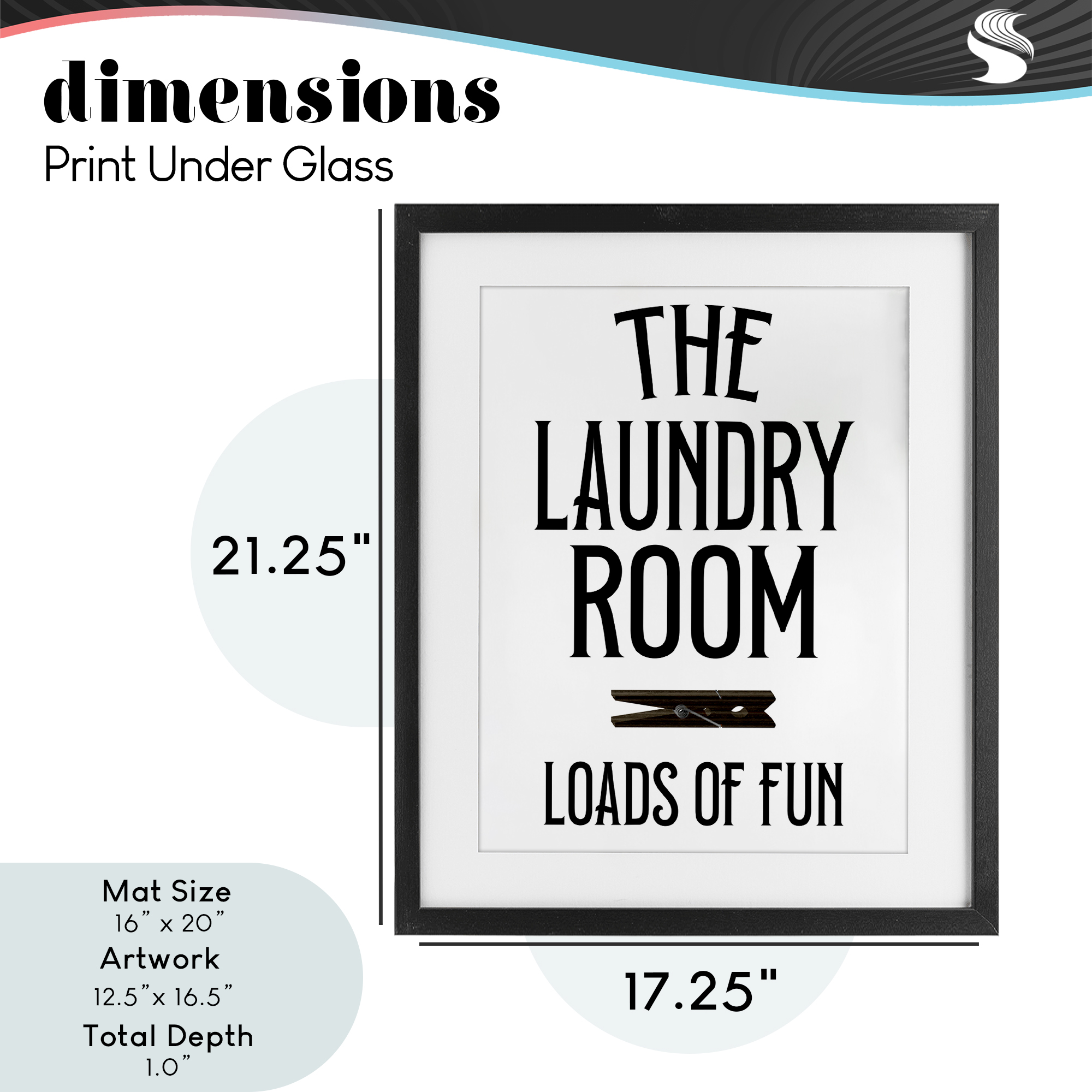 Loads Of Fun Clothespin Black Framed Print Under Glass, design by Kim Allen