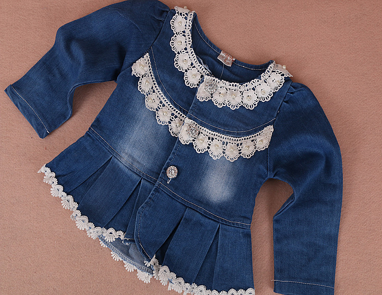Peaoclate 6M-4Y Spring Autumn Infant Toddler Baby Girl Denim Clothing 3 pcs Sets 3 pcs Casual Outfits Lace Dress Jacket and Jeans,1-2Years,Flower-White