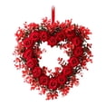 thumbnail image 2 of Corona de corazón para San Valentín con rosas artificiales y adornos románticos. Estilo D, 2 of 8