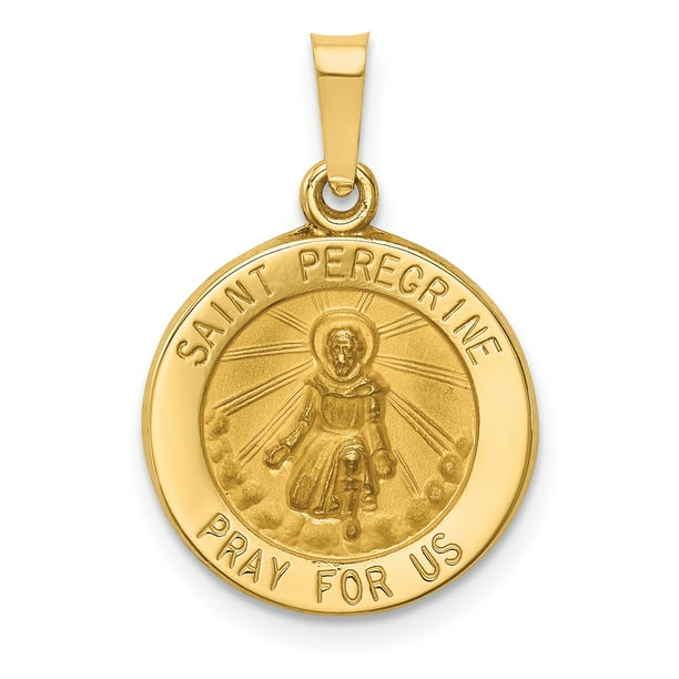14K Or Jaune Poli and Satin St. Pendentif Médaille Peregrine
