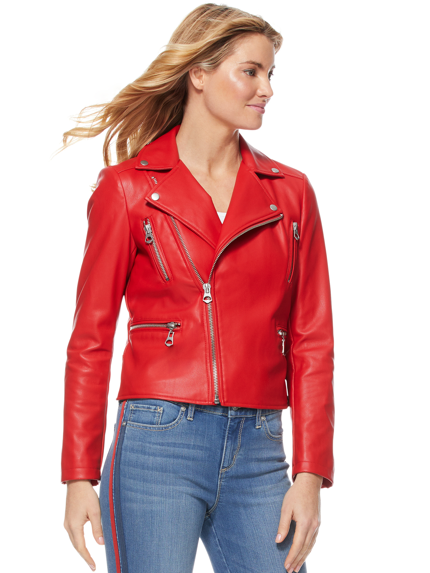 Scoop Women's Faux Leather Moto Jacket - image 4 of 6