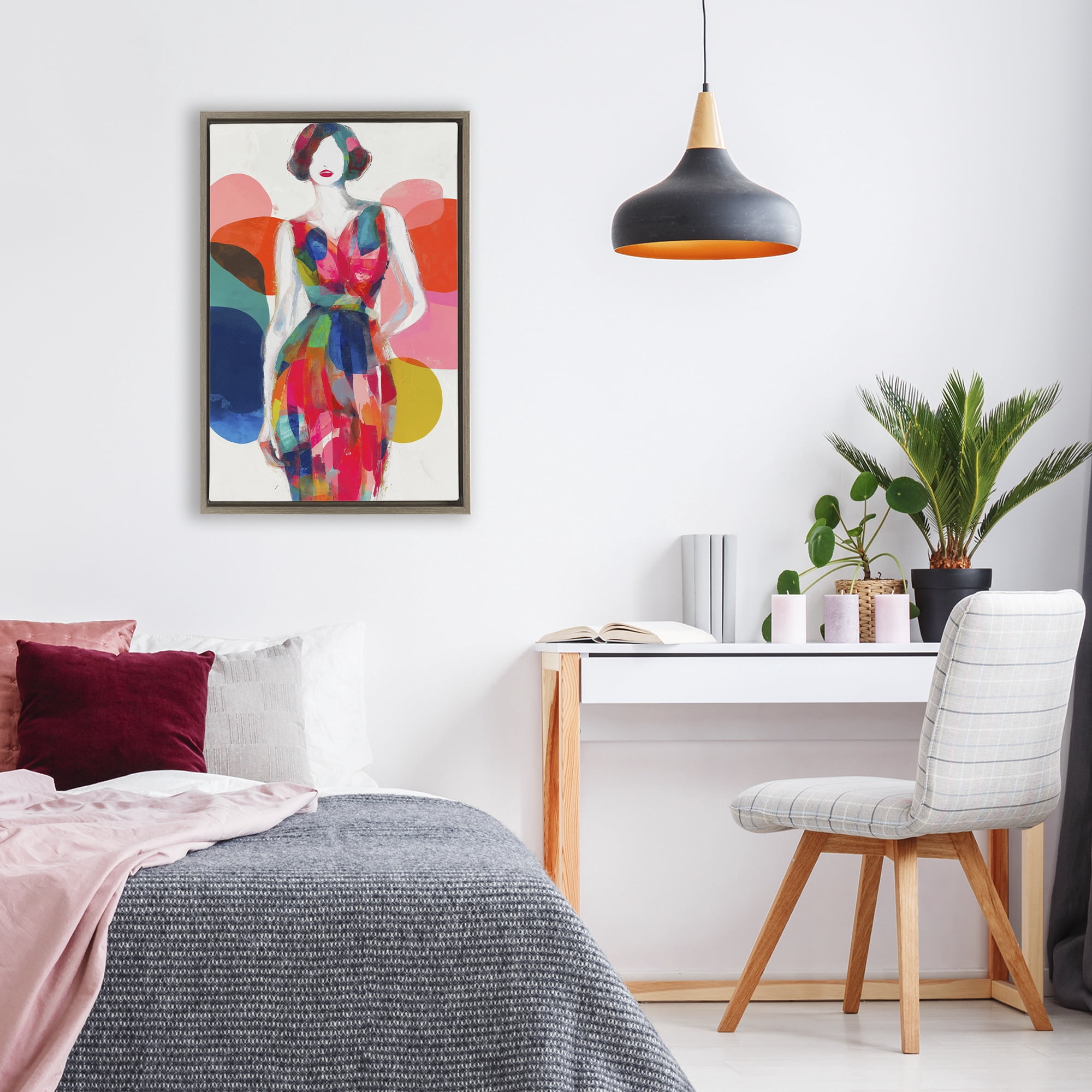 Stupell Industries Deco Fashion Woman Brown Framed Floater Canvas Wall Art, design by Chromatic Storm Studio