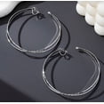 thumbnail image 4 of Clip on silver 3 1/4" XL block print twisted hoop earrings, 4 of 4