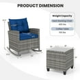 thumbnail image 3 of Costway 3 PCS Patio Wicker Rocking Set with Tempered Glass Table & Soft Cushions Outdoor Navy, 3 of 10