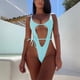 thumbnail image 4 of Traje de baño de una pieza cómodo para mujer Bikini de color sólido para mujer Traje de baño de playa con cordones OAVQHLG3B Store  lin121212, 4 of 4