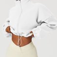 thumbnail image 4 of Puntoco Chaqueta de lana con cremallera para mujer, manga corta, cuello alto, ombligo expuesto Puntoco Puntoco-1, 4 of 8
