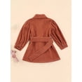 thumbnail image 4 of Toddler Baby Girls Dress Jacket Casual Solid Lapel Single Breasted A-Line Dress Coat Outfits with Belt for 1-7Y Kids, 4 of 9