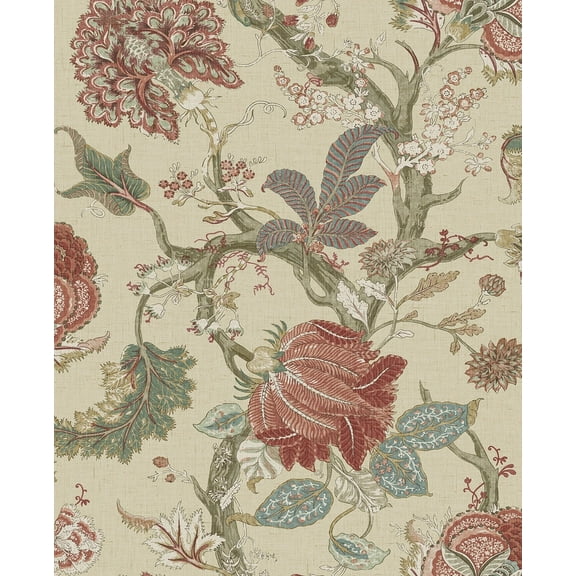 Harry & Grace Pine & Rosewood Jacobean Trail Premium Matte Non-Woven Peel and Stick Wallpaper - 20.5 in. W x 18 ft. L Roll