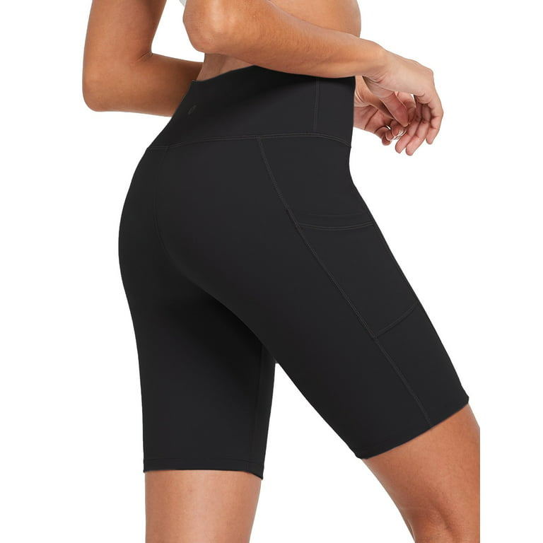 BALEAF Women's 8 Active Bike Shorts High Waist with Pockets Black