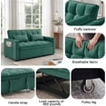 thumbnail image 3 of Avobird 3-in-1 Velvet Convertible Sleeper Sofa, Pull Out Couch Bed with Adjustable Backrest & Storage, Green, 3 of 5