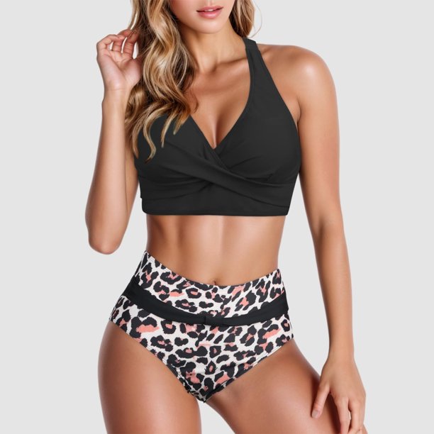 Augper Fashion Women's Sleeveless Printing Bikini Set Swimsuit Push-Up Padded Swimwear Swimsuit Beachwear