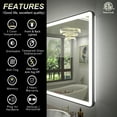 thumbnail image 2 of Apmir  Black Framed Front & Back LED Lighted Anti-Fog Bathroom Vanity Mirror in Tempered Glass 36" x 24", 2 of 5