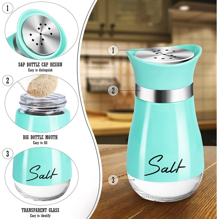 Arrozon Salt and Pepper Shakers Set,4 oz Glass Bottom Salt Pepper Shaker with Stainless Steel Lid for Kitchen Cooking Table, RV, Camp,BBQ Refillable