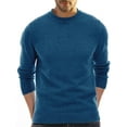 thumbnail image 1 of Grianlook Men Casual Solid Color Jumper Tops Crew Neck Knit Pullover Long Sleeve Knitted Sweaters Navy Blue 2XL, 1 of 4
