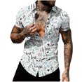 thumbnail image 5 of Fewfanhot Shirts for Men Hawaiian Valentine's Day Heart Print Button Down Short Sleeve Casual Fashion Shirt, 5 of 7
