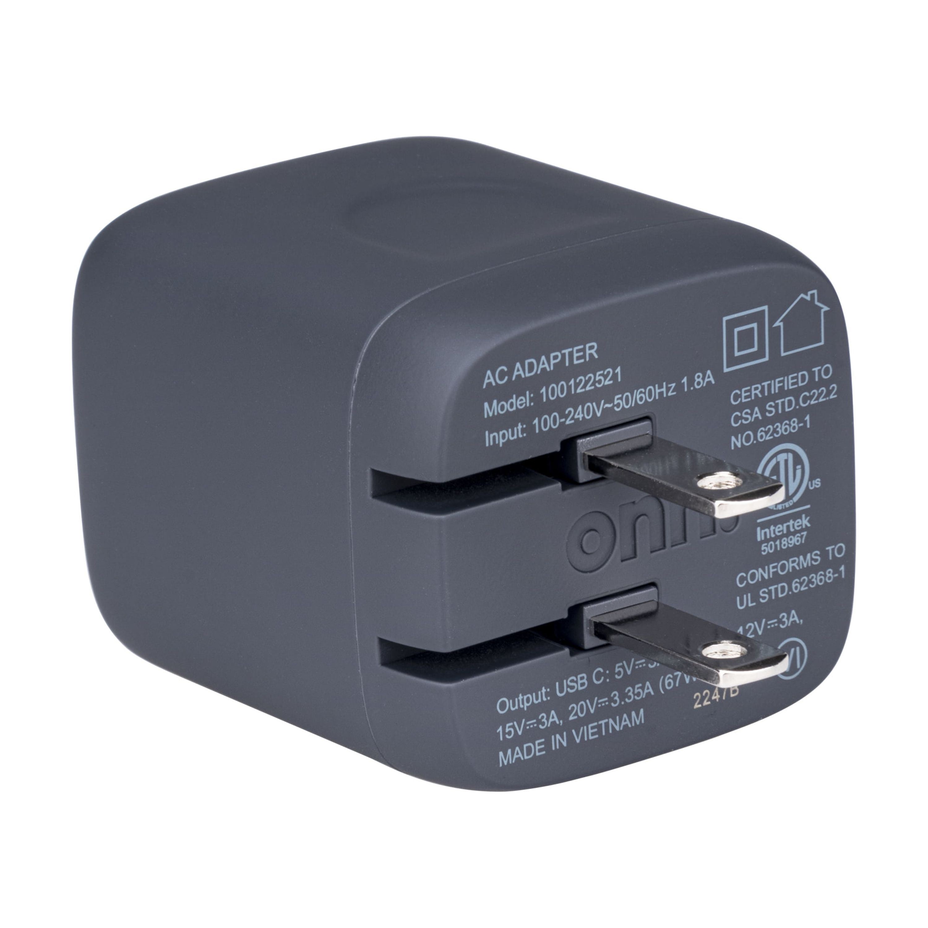 Cargador para laptop onn GAN de 67W con puerto USB-C, compatible con Apple, Dell, HP, Asus, Acer, Lenovo, gris 3