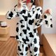 thumbnail image 3 of 1 Set Women Long Sleeve Sleepwear Long Pants Home Cow Pattern Pajamas (XL), 3 of 4