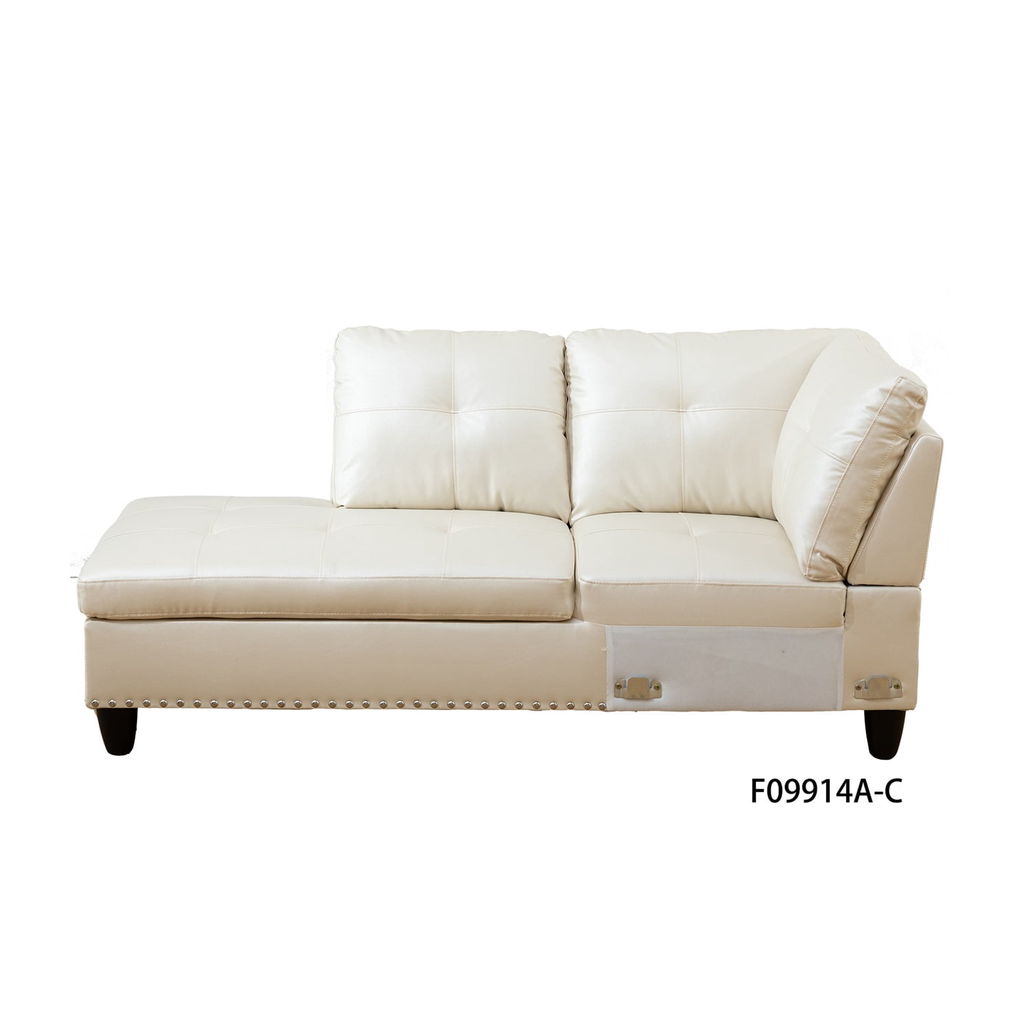Hommoo Sofa Set, Faux Leather Synthetic Leather 2-Piece Sofa Set,L-Shaped Sectional Couch Set with Right Armrest for Living Room，White（No Ottoman)