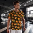thumbnail image 3 of Wukai Orange Pumpkin Print Men's Short-Sleeved Mesh T-Shirt,Quick-Dry Short Sleeve Workout T-Shirt-, 3 of 8