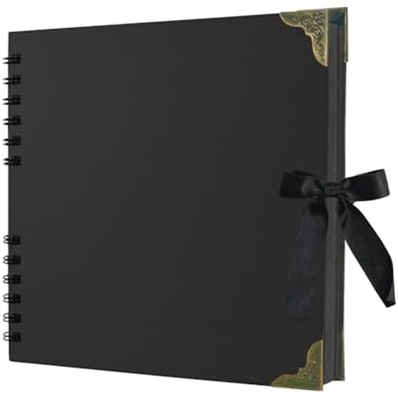 Scrapbook Album, 8 x 8 Inch Scrap book, 60 Black Blank Pages Scrapbooks albums, Hardcover Photo Album Scrapbook, Memory Book, Traveling, Birthday & Holiday Gifts.